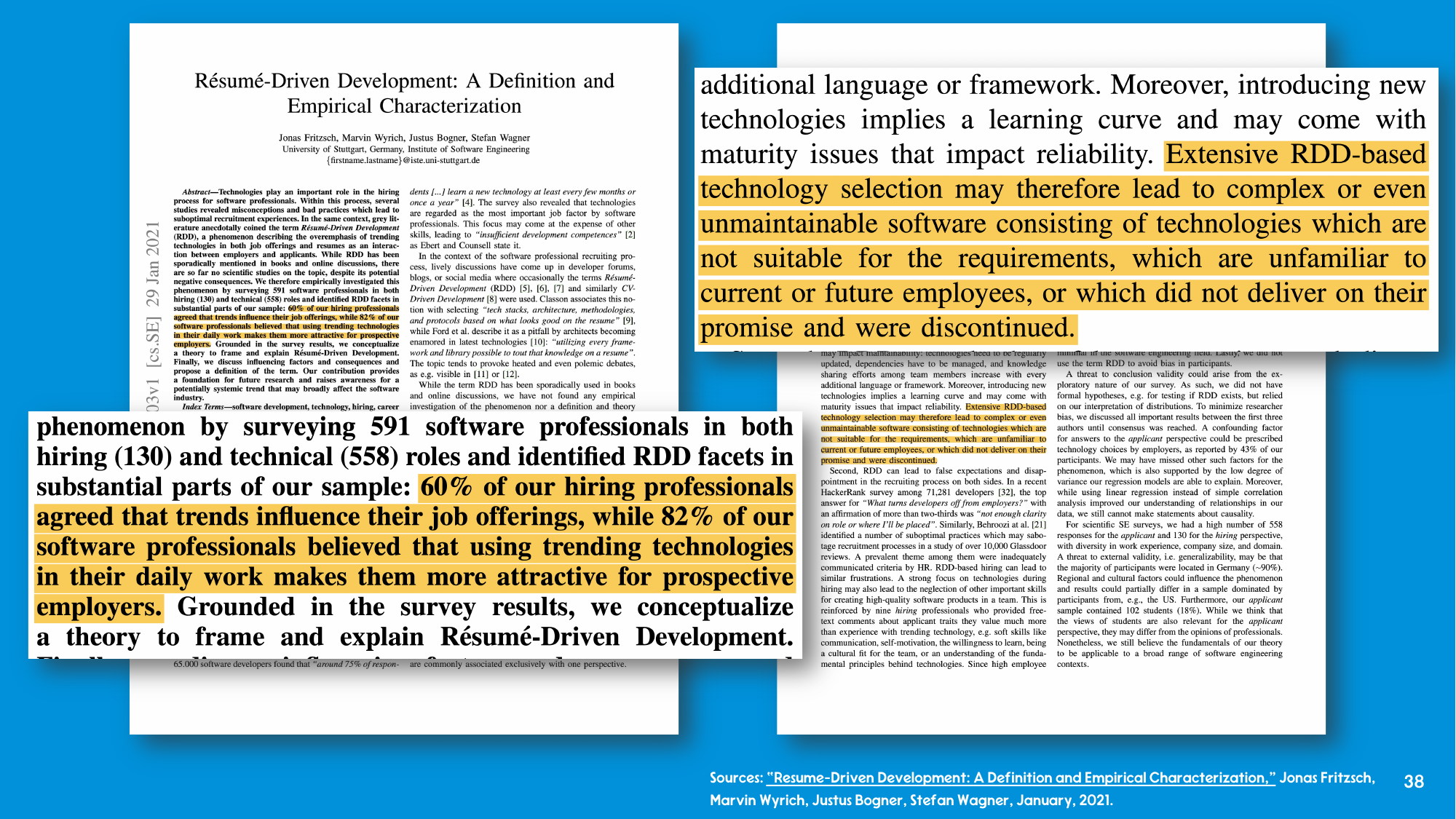 Diagram from the resume-driven development paper showing the cluster of effects: low system knowledge, poor system quality, prevalence of RDD.