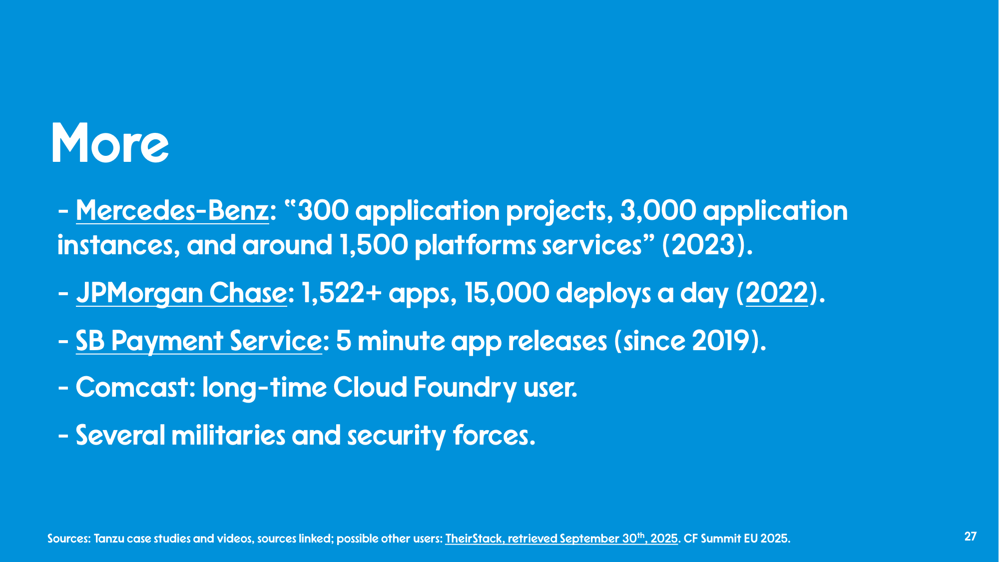 DATEV outcomes: modernization and standardization, more appdev and less opsdev, patching in 2 to 3 days, integrate with mainframes.